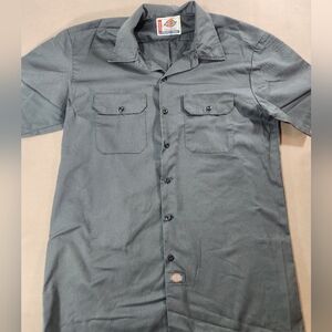 Dickies Short Sleeve Work Shirt Size Large - Dark Gray Button Down